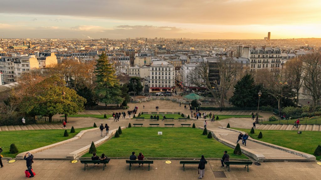 Steps of Montmartre , Paris. The perfect place to see the Eiffel Tower fireworks from afar.