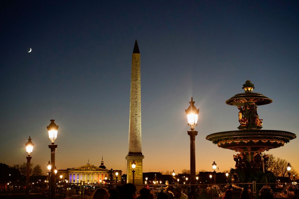 Place de la Concorde at night, Paris.