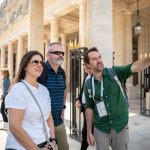 Bertrand with clients in the Garden of the Palais Royal Private guide Tour in Paris with My private paris.