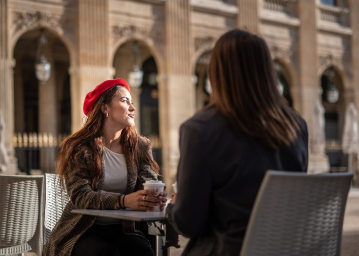 Manon sitting in a terrace cafe in paris, jardin du Palais Royal, my private paris.