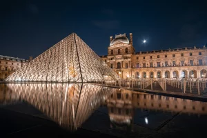The Louvre Pyramid by Night empty lines in Paris Nuit Blanche 2026