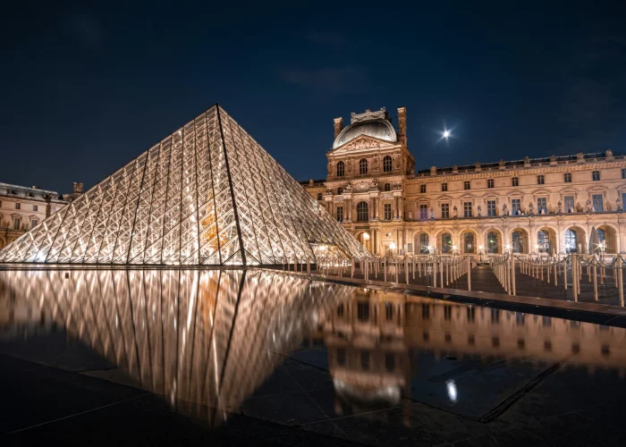 The Louvre Pyramid by Night empty lines in Paris Nuit Blanche 2026