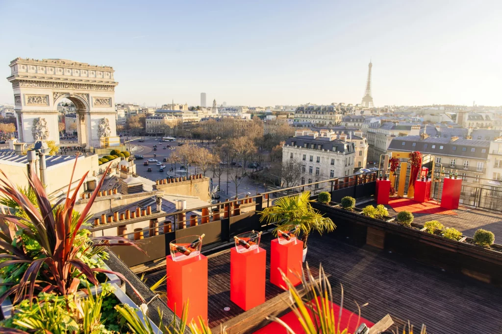 Rooftop even with views of iconic Paris landmarks.