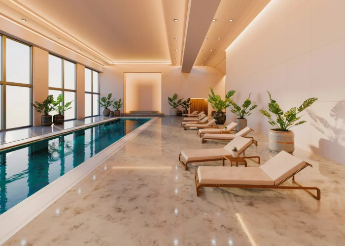 A luxurious indoor pool at one of Paris.