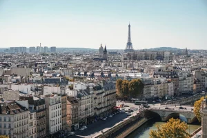 Overview of Paris from a rooftop.