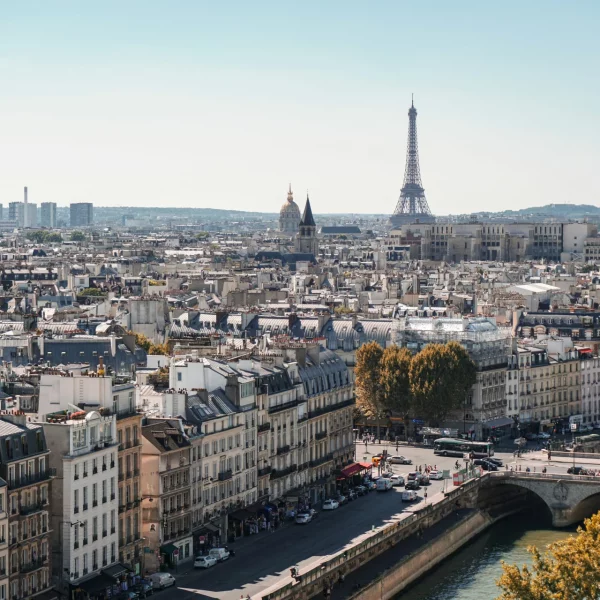Overview of Paris from a rooftop.