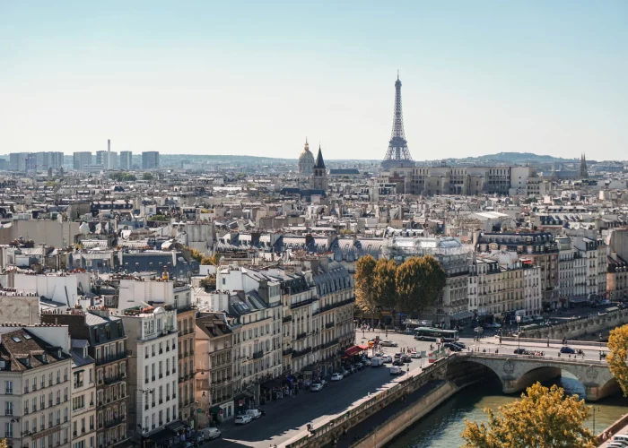 Overview of Paris from a rooftop.
