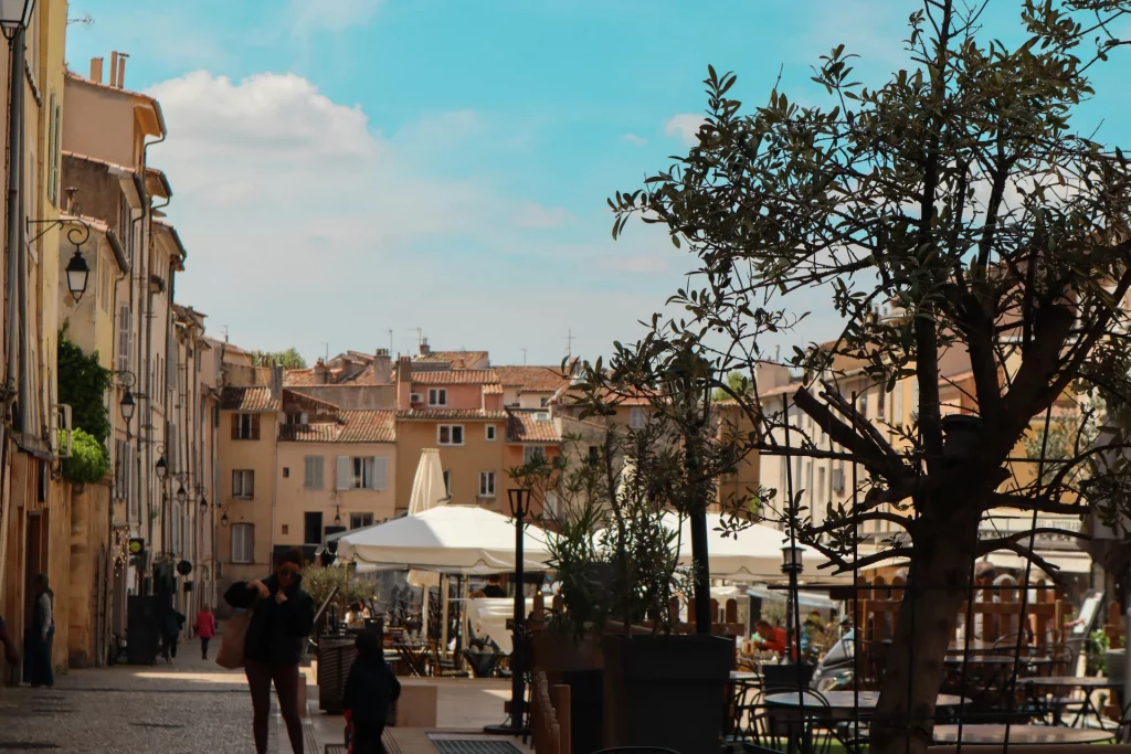 Town square during the early morning in Aix-en-Provence.